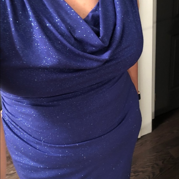 Beautiful deep purple/purple cocktail dress.  C. 41.5 in from shoulder to hem - Picture 8 of 10